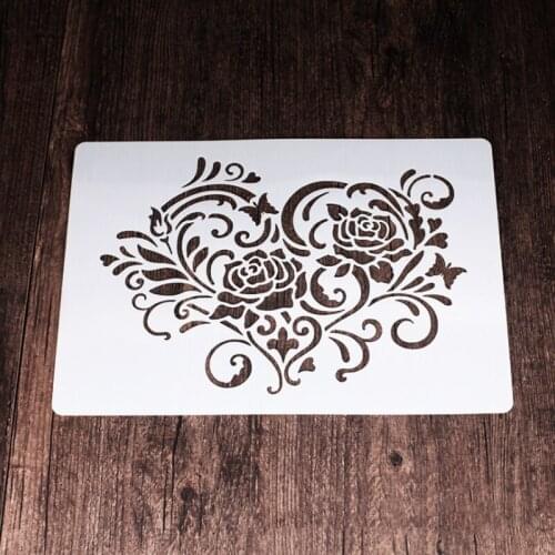 2pc Heart Rose Flamingo Stencil Decor DIY Walls Layering Painting Template Printing Inkjet Scrapbook Coloring Embossing Reusable