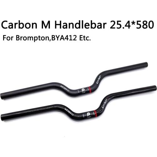 Bike Carbon Fibre Handlebar M Type 25.4*580mm for Brompton Folding Bike 412 bicycle Height 50mm