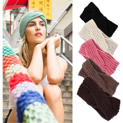 New Autumn Winter Knitted Headband for Women Solid Color Turban Female Fashion Headwear Warmer Ear Protection Hair Accessories