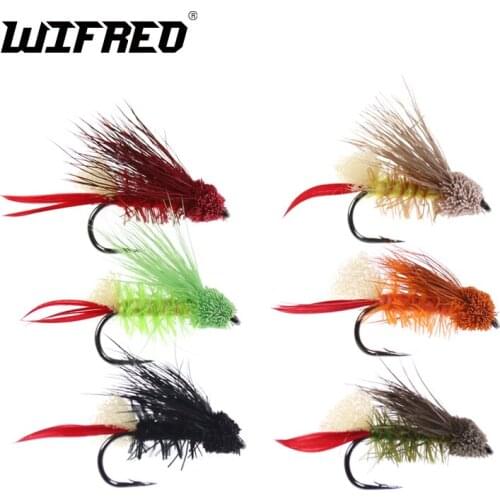 Wifreo 6pcs #4 Dry Fly Deer Hair Terrestrial Fly Zuddler Cicada Attractor Trout Bass Fishing Fly