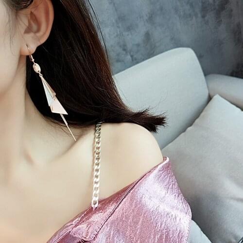 YUN RUO Flexible Elegant Froseted Triangle Dangle Earring Rose Gold Color Woman Birthday Gift Titanium Steel Jewelry Never Fade