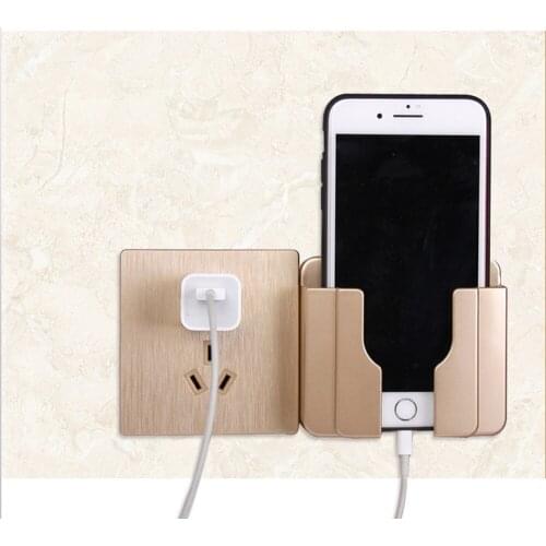 Mobile Phone Charging Hanging Holder Multifunction Wall Mounted Plug Bracket Remote Control Mounted Storage Box