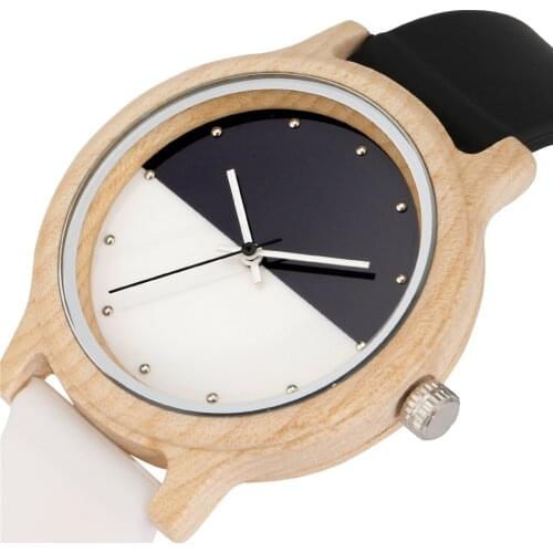 Womens Maple Wood Watches Quartz Wristwatch Pure Color Silicone Watch Strap Female Wooden Timepiece New Arrival 2020