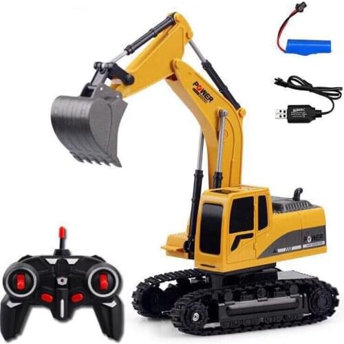 1:24 RC Excavator Car Toy 2.4Ghz 6 Channel Remote Control Engineering Car Alloy plastic Excavator Toys For Kids Christmas Gift