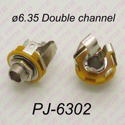 1PC 6.35mm Audio Jack Female Connector Screw + Golden/Silver Male Plug Socket Double Channel Soldering DIY For Piano/Guitar ect
