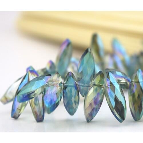 10pcs Horse Eye Crystal Beads Oval Green Plated Crystal Glass Beads Pendant Charm Crystal Beads Decoration,Free Shipping