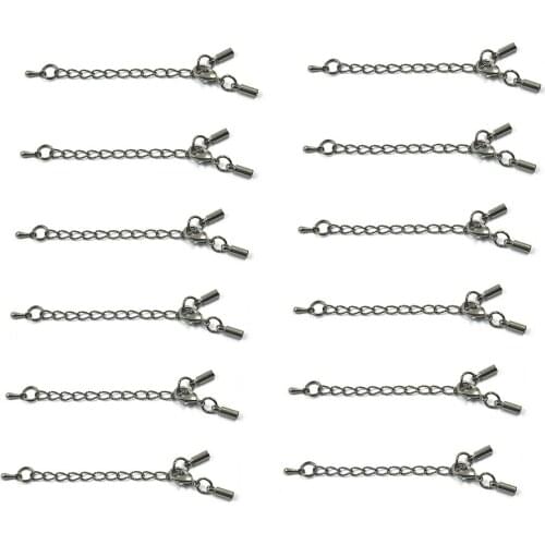 12 set Clip Cap Lobster Clasp Bead Caps End Cap With Extender Chain DIY Jewlery Finding