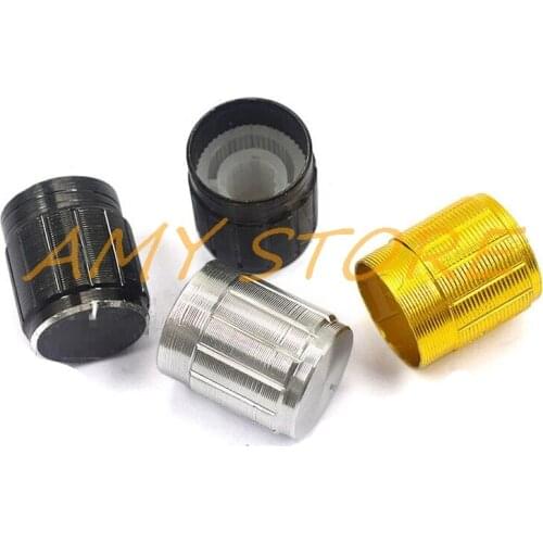 5Pcs 15x17mm Aluminum Volume Control Rotary Knobs Cap Silver Gold Balck Pointer For 6mm Knurl Round Shaft Dia Potentiometer