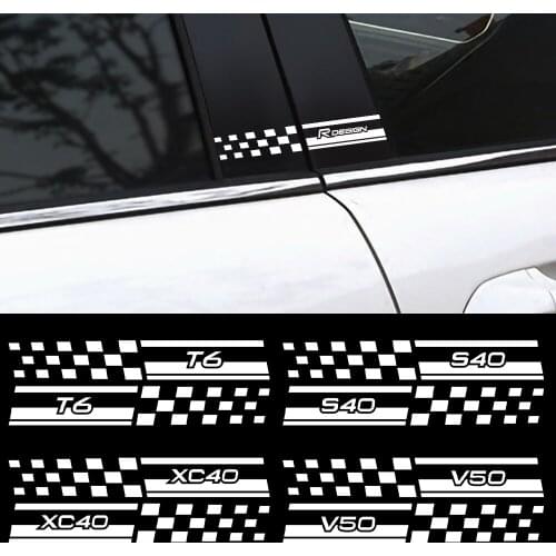 2pcs Car Door B Pillar DIY Decoration Sticker For Volvo RDESIGN T6 AWD S40 S60 S90 XC40 XC60 XC90 V40 V50 V60 V70 V90 Decoration