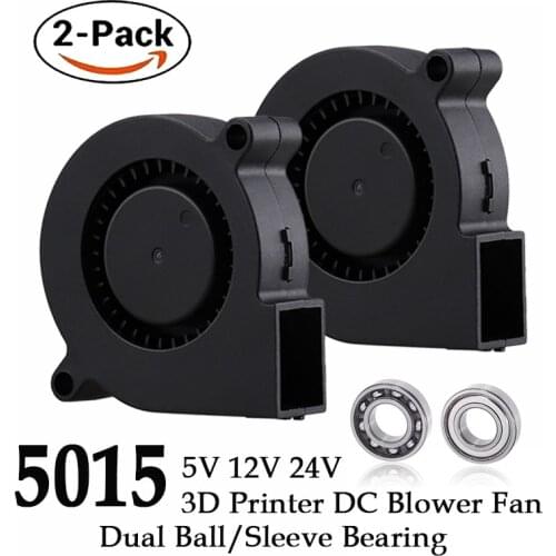 2PCS Gdstime 5015 50mm DC 24V 12V 5V 2Pin Ball/Sleeve Bearing Brushless Cooling Turbine Blower Fan 50mm x 15mm Blower Cooler Fan