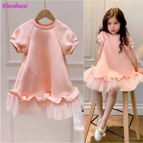 2021 Fashion Elegant Baby Girl Princess Dress Ruffle Tutu Spring Autumn New Toddler Teen Girl Short Sleeve Vintage Girls Clothes