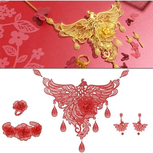 3D Hollow Jewelry Set Dewax Castable Epoxy Resin Mold of Chinese Style Decoration with Light Weight Bride Gift for Wedding