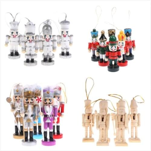 6/12cm Wooden Nutcracker Solider Figure Model Puppet Doll Handcraft For Children Gifts Christmas Home Office Decor Display