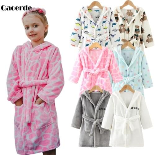 Cartoon Childrens Bathrobe Spring Autumn Kids Sleepwear Lovely Long Sleeve Girls and Boys Bathrobe Childrens Clothing 2-8 Year