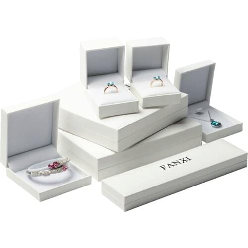 【Free Shipping】All White Jewelry Box Right-Angle Side Design Series Jewelry Box Ring Bracelet Necklace Set Jewelry Box