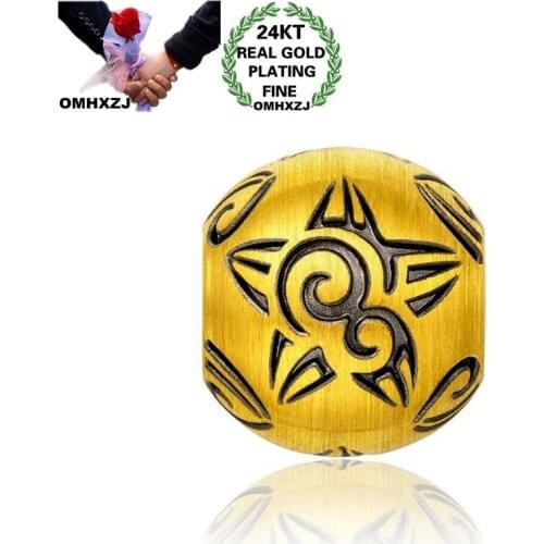 OMHXZJ CA291 Wholesale European Fashion Unisex Party Birthday Gift Moon Cloud Bracelet DIY Accessories 24KT Gold Pendant Charm