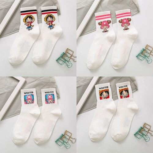 1 pair One Piece Anime figure Summer thin Luffy Choba tube socks Cartoon casual xxx boy and girls Princess sock min The New