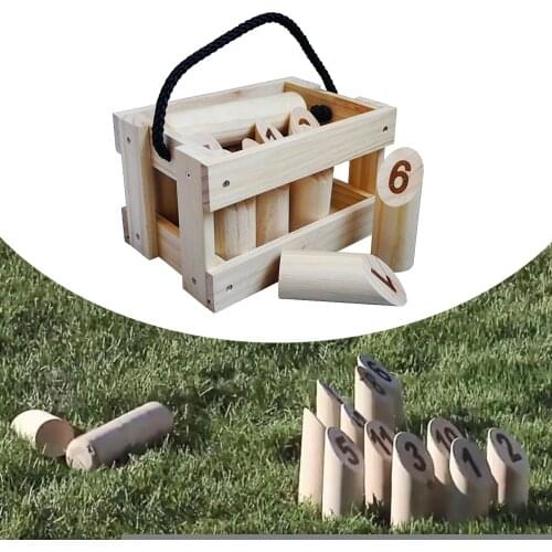 Wooden Throwing Game Numbered Pins Outdoor Fun Garden Scatter Lawn Games