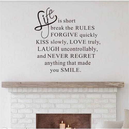 DIY Life Is Short Words Removable quotes Wall Sticker Wall Decal Home Decoration for bedroom living room Art PVC WL1755