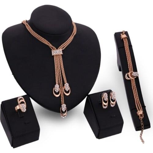 Dubai Jewelry Sets for Women Gold Color Ethiopian Tassel Pendant Necklaces Earrings Middle Eastern Arab African Wedding Jewelry