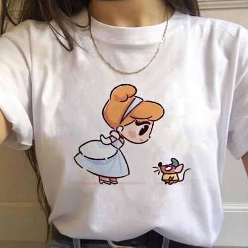 Princess Cinderella and Mouse Kawaii Harajuku T Shirt Women Ullzang Girl T-shirt Fashion Tees Female aesthetic Graphic Tshirt