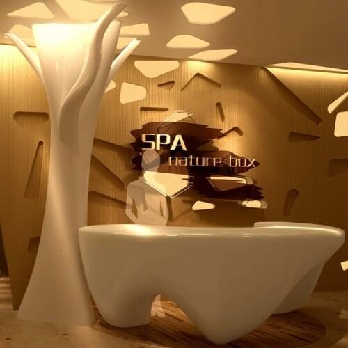 Hot sale wholesale beauty salon modern used 3 shaped reception desks counter reception furniture decoration #QT2000-B