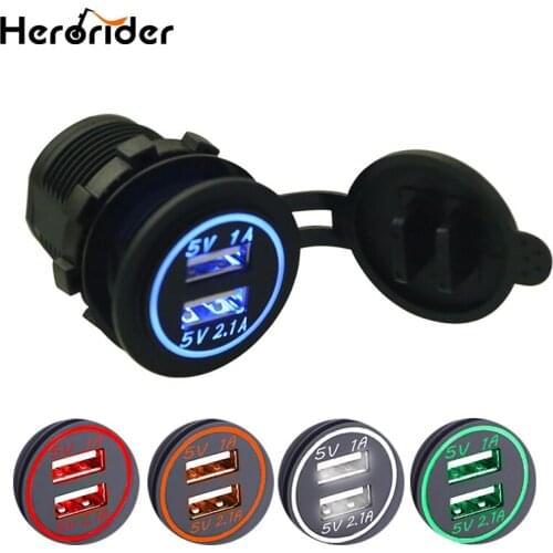 Herorider New Arrive Cigarette Lighter Socket Splitter 12V-24V 2 Port USB Car Charger Power Adaptor