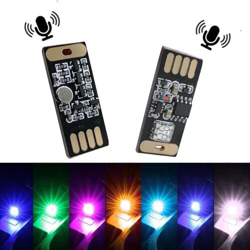 Car Interior Atmosphere Light RGB Led USB Sound Voice Music Control Signal Lamp Decorative Led Lights Auto