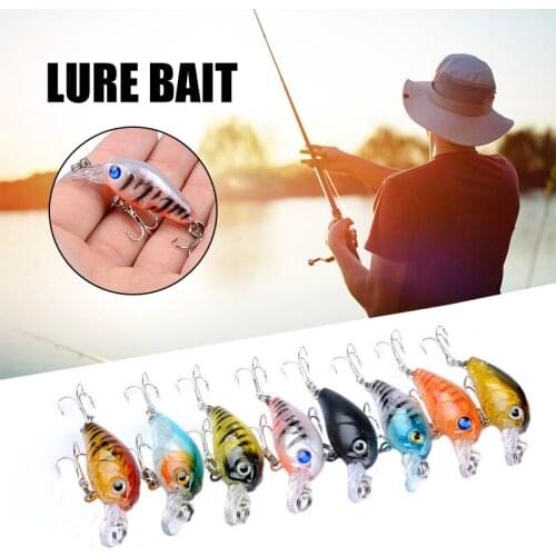 8pcs ABS Artificial Fishing Lures with 3D Bionic Eyes 0.1m to 0.3m Dives Deepth Bait for Fishing Freshwater Saltwater