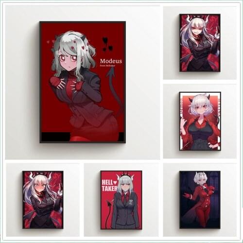 WTQ Canvas Painting Anime Posters Helltaker Cerberus Modeus Malina Retro Poster Wall Decor Wall Art Picture Room Decor Home Deco