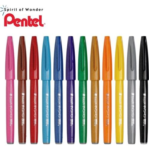 1Pcs Pentel SES15C Color Soft Head Brush Brush Hand Account TOUCH Greeting Card Flower Hand Painted Beauty Pen Quick Dry