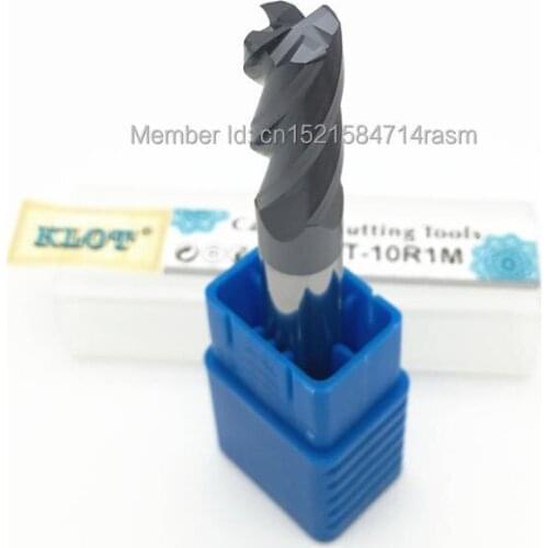 KLOT HRC50 Corner Radius ALTiN Coated Solid Carbide End Mill 18mm R0.5 R1 R1.5 R2 R3 4-Flute CNC