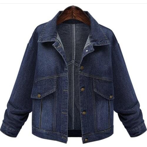 Plus size 5XL Denim jacket women 2019 Autumn Winter Loose short Outerwear female Large size jeans Basic coat Windbreaker H608