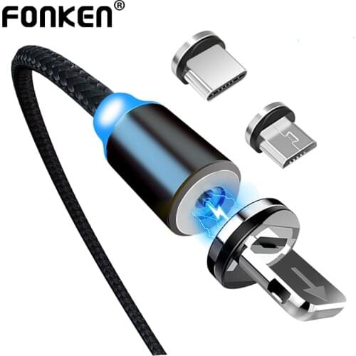FONKEN Magnetic USB Type C Cable Quick Charge Charger Cable Magnet For Umidigi F2 Charging Micro usb Cord For Xiaomi Redmi S9
