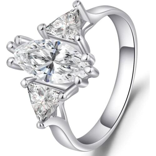 Fashion Pointed Cut Zircon Ring Female Engagement Factory Wholesale