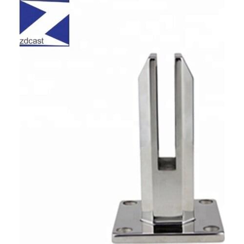 Outdoor Square Base Mount Glass Spigot Stainless Steel Pool Fence Frameless Stair Railing