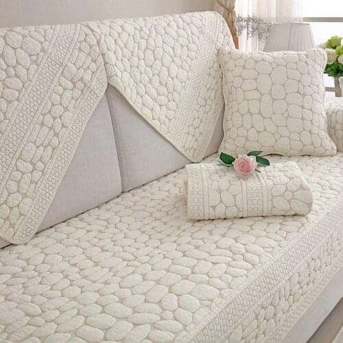 Solid Minimalist Non-slip Sofa Cover Cotton 3D Graphic Fabric Sofa Pillowcase Four Season Armrest Towel Washing Cushion Home