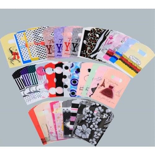 9*15cm 50pcs/lot Mini Packing Plastic Bags Small Jewelry Packing Wedding Party Gift Bags With Funny Patterns Free Shipping