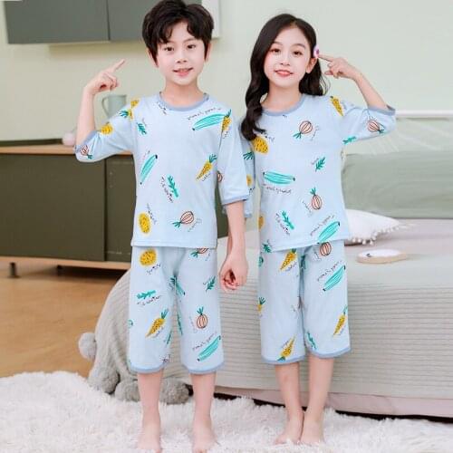 Teens Pajamas Half sleeve Cotton Pyjamas Kids Clothes Sets Cartoon Big Boy Sleepwear Cute Pajamas For Girls 4 6 8 10 12 14 Years