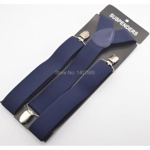 Mens/women Suspender 3.5cm solid navy blue Suspenders Clip-on Y-Back Braces Elastic 100cm 110cm 120cm
