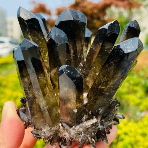 260-700g Clear smoked topaz cluster mineral sample crystal heal