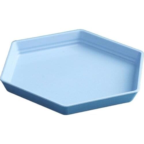 Wheat Straw Tray Hexagon Solid Color Party Dessert Snacks Food Thicken Fruit Plate Supplies Tableware Specialty Plates Wholesale