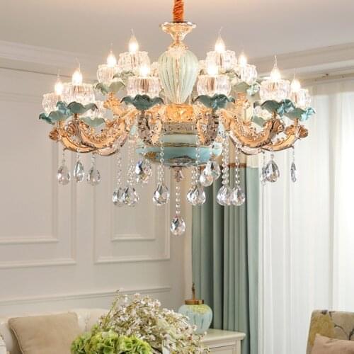 XL Modern large Chandeliers glass shade ceramic lamp hanging ceiling Chandelier hotel Crystal lighting Fixture led candelabro WF
