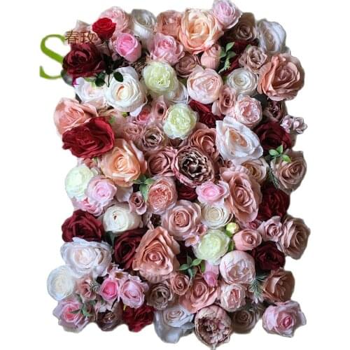 SPR Hotsale cheap waterproof Silk Rose Hydrangea Artificial Flower Wall for wedding stage backdrop decoration