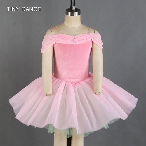 Off-shoulder Platter Tutu Skirt Girls Ballet Dance Tutu Costume Leotard Dress Velvet Bodice Ballet Dress Performance 21049