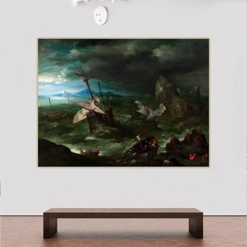 Citon Bruegel Pieter《Christ in the Storm on the Sea of Galilee》Canvas Oil Painting Famous Art Picture Wall Decor Home Decoration