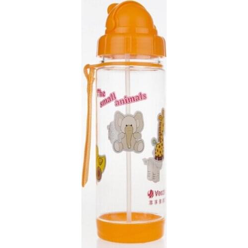 1PC New water bottle for children cartoon bottle with suction nozzle cup strap fashion PC plastic space cup 400ml Z0002