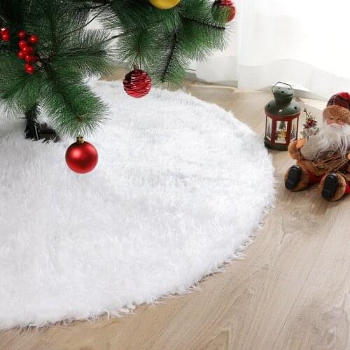 1 Pc Christmas Plush Tree Skirt Pure White Long-haired Christmas Tree Skirt Christmas Tree Bottom Ornament Carpet Tree Decor