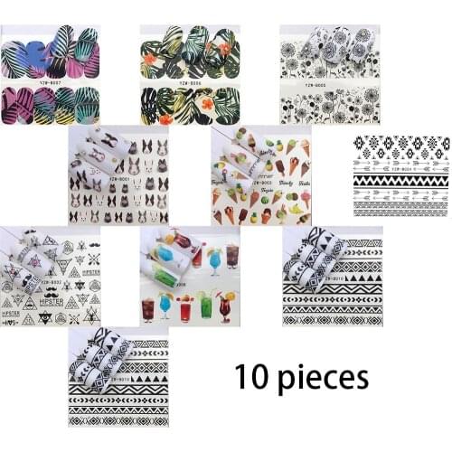 10 Kinds/lot Nail Watermark Sticker Leaves Juice Nails Art Manicure Stickers Nail Stickers Decoration Slider For Nails