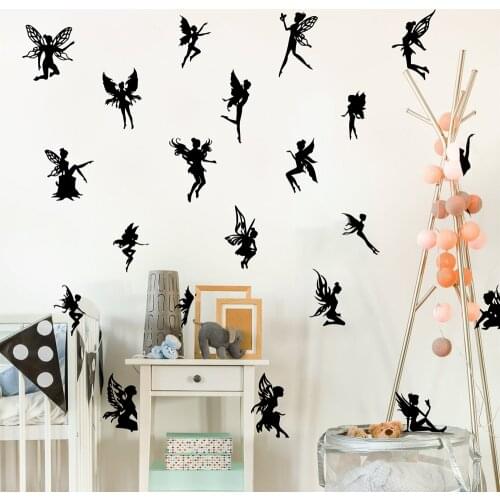 20pcs Fairy Tale Wall Sticker Baby Nursery Girl Room Cartoon Fairy Girl Wall Decal Kids Room Vinyl Home Decor Art Mural